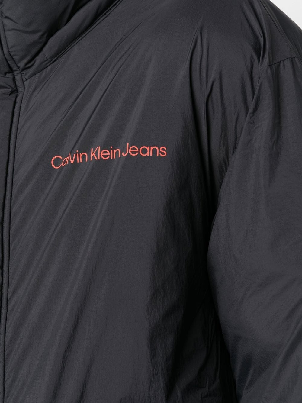 Shop Calvin Klein Jeans Est.1978 Logo Print Hooded Parka In Black