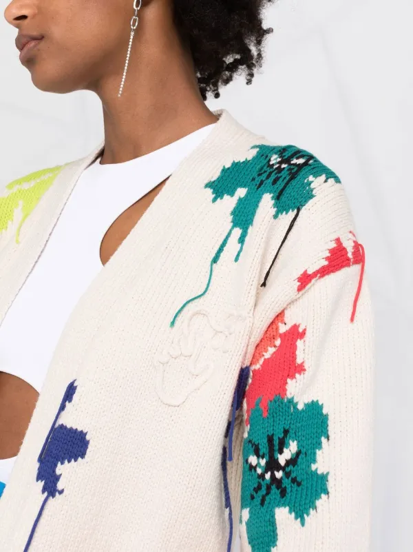Off-White Knitted Floral Cardigan - Neutrals