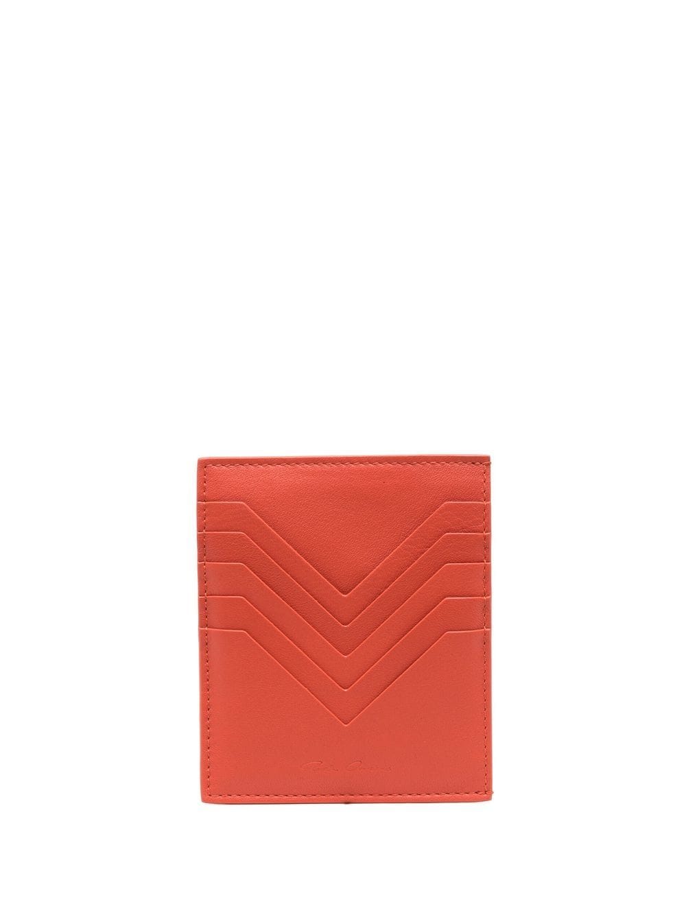 Rick Owens Square Leather Cardholder In Orange