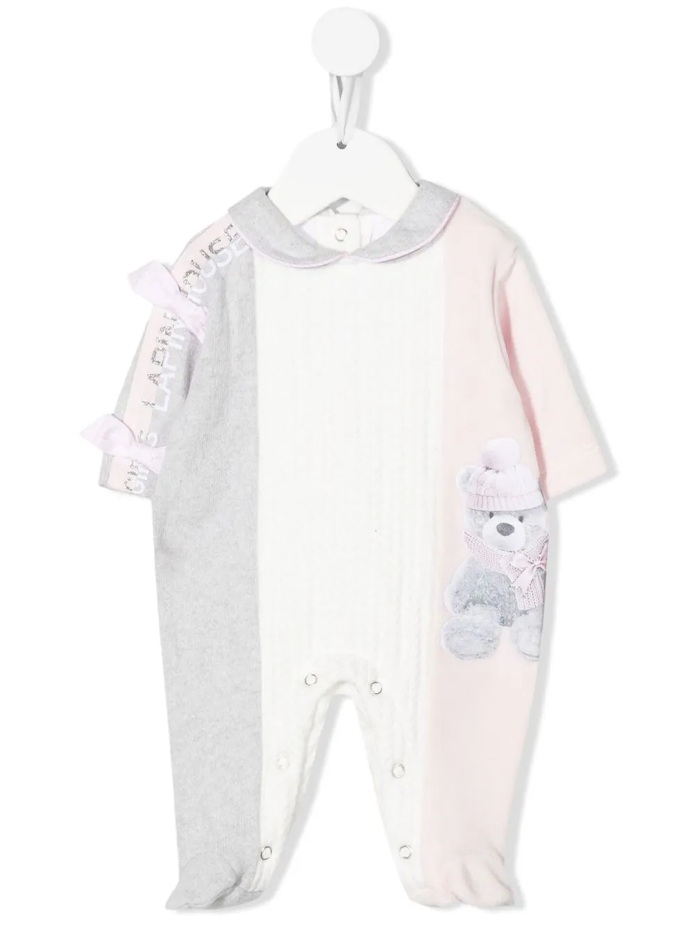 

Lapin House mameluco a rayas con logo estampado - Blanco