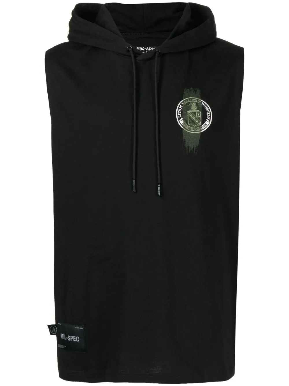 

izzue logo-print hooded vest - Black