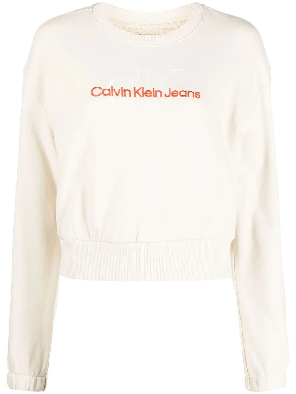 

Calvin Klein Jeans sudadera corta con logo bordado - Neutro