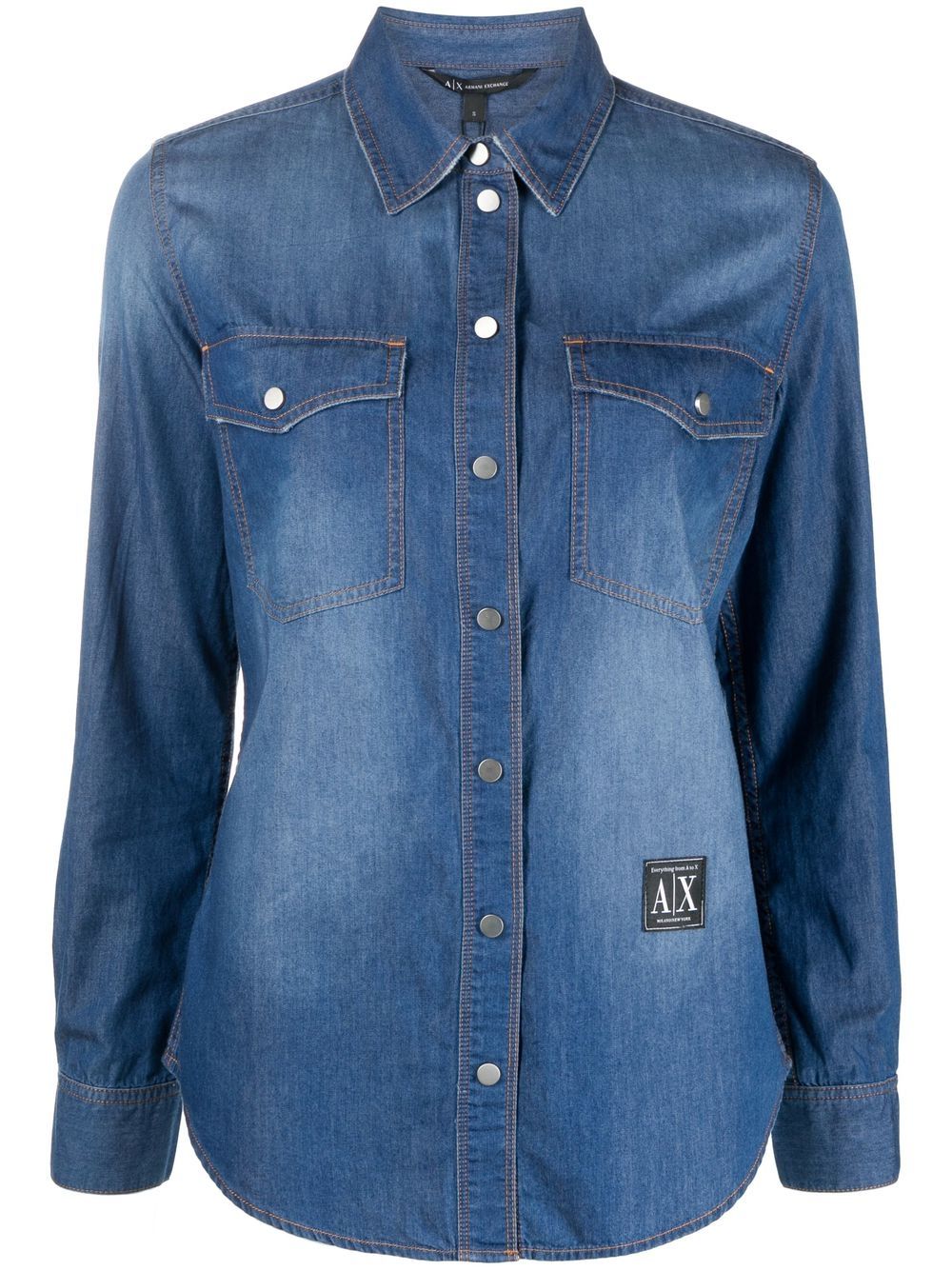 

Armani Exchange camisa de mezclilla manga larga - Azul