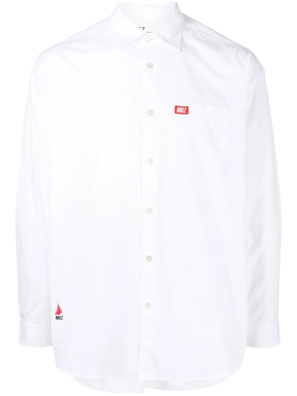 

izzue logo-patch long-sleeve shirt - White