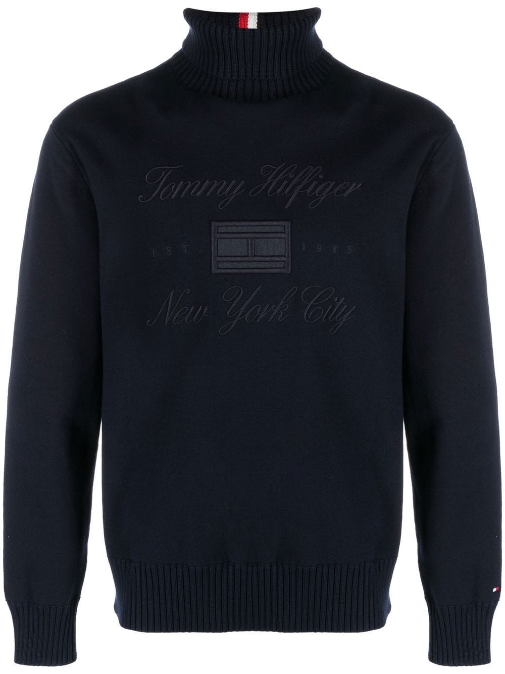 Tommy Hilfiger Embroidered-logo Knit Jumper In Blue