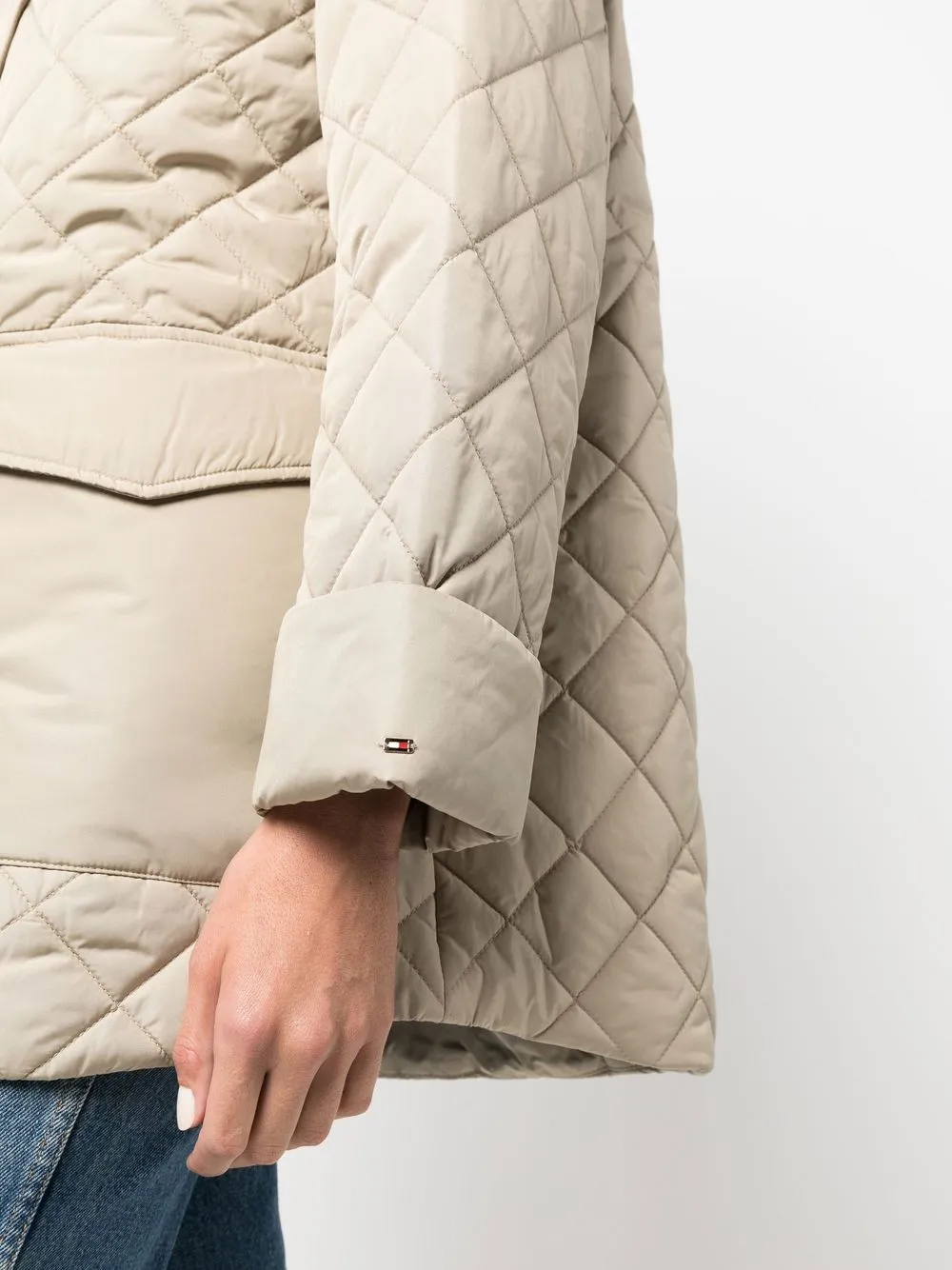 Shop Tommy Hilfiger Button-up Quilted Coat In Neutrals