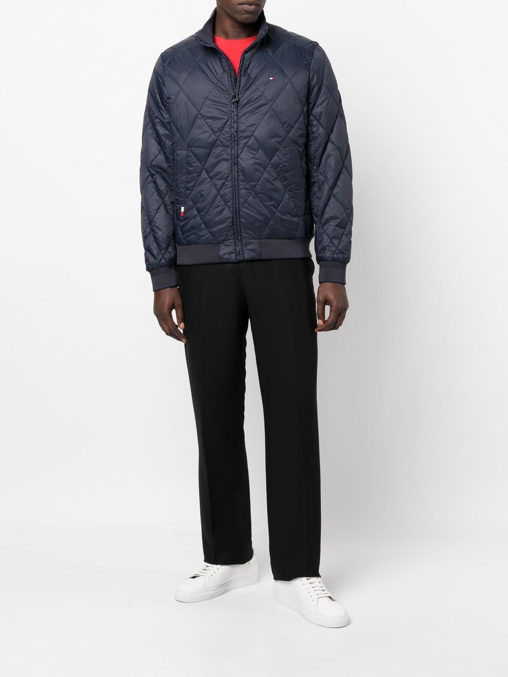 Shop Tommy Hilfiger Logo-patch Quilted Jacket In Blue