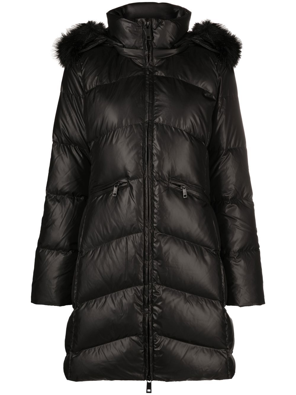 Calvin Klein Essential Hooded Coat In Black