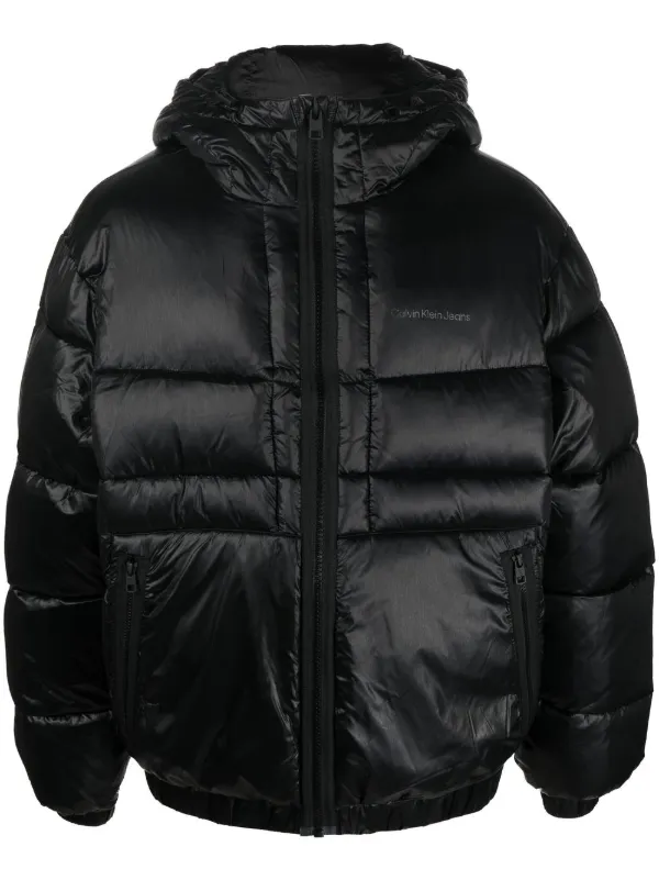 Calvin Klein Women's Faux Leather Puffer Jacket - Black - S