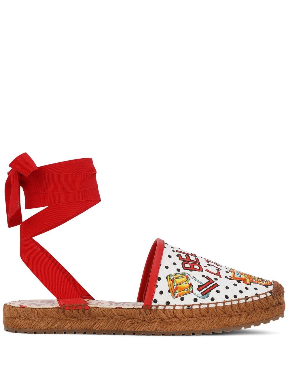 

Dolce & Gabbana sketch-print ankle-tie espadrilles - White