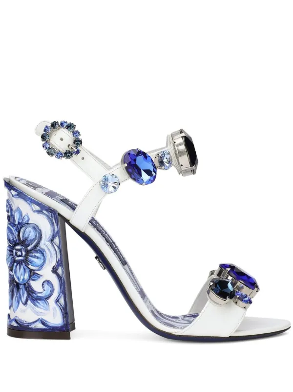 Dolce & Gabbana Majolica-print crystal-embellished Sandals - Farfetch