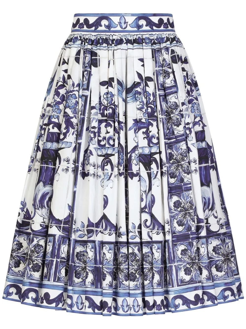 Image 1 of Dolce & Gabbana Majolica-print pleated midi skirt