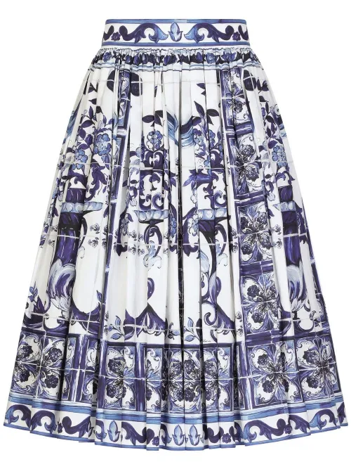 Jupe plissée à imprimé Majolica - Dolce & Gabbana - Modalova