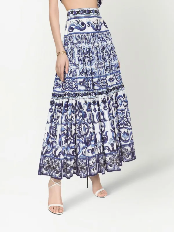 Dolce & Gabbana Majolica-print Pleated Maxi Skirt - Farfetch