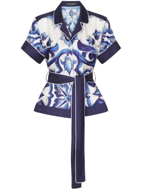 Dolce & Gabbana camisa de seda con estampado Mayólica