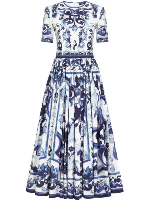 Dolce & Gabbana Majolica-print poplin maxi dress