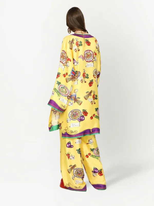 ワンピース Dolce & Gabbana Caftan With Print Silk twill caftan with majolica print in Multicolor for