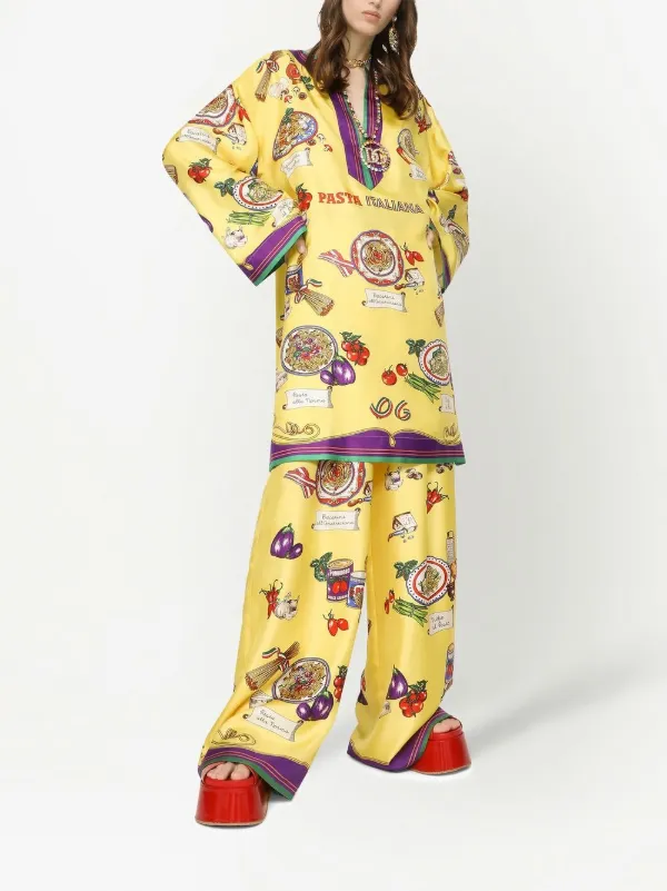 Dolce & Gabbana graphic-print Kaftan | Yellow | FARFETCH JO