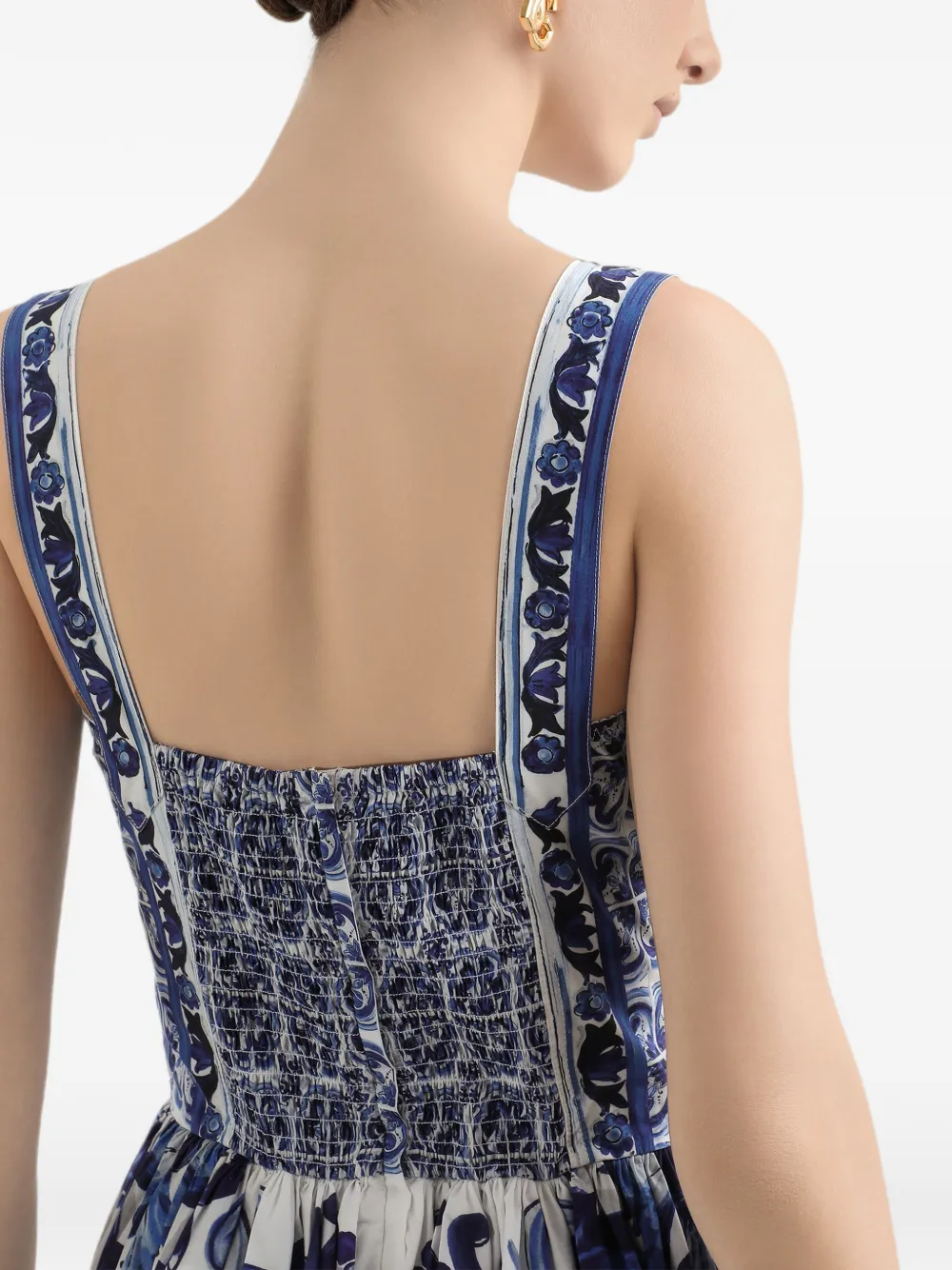 Dolce & Gabbana Majolica-print Bustier Maxi Dress | Blue | FARFETCH