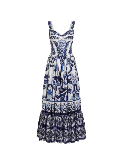 Dolce & Gabbana Majolica-print bustier maxi dress