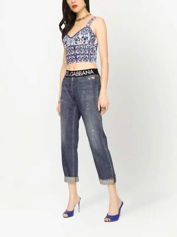 トップス DOLCE & GABBANA Dolce & Gabbana Majolica-print Corset Top | White | FARFETCH CA