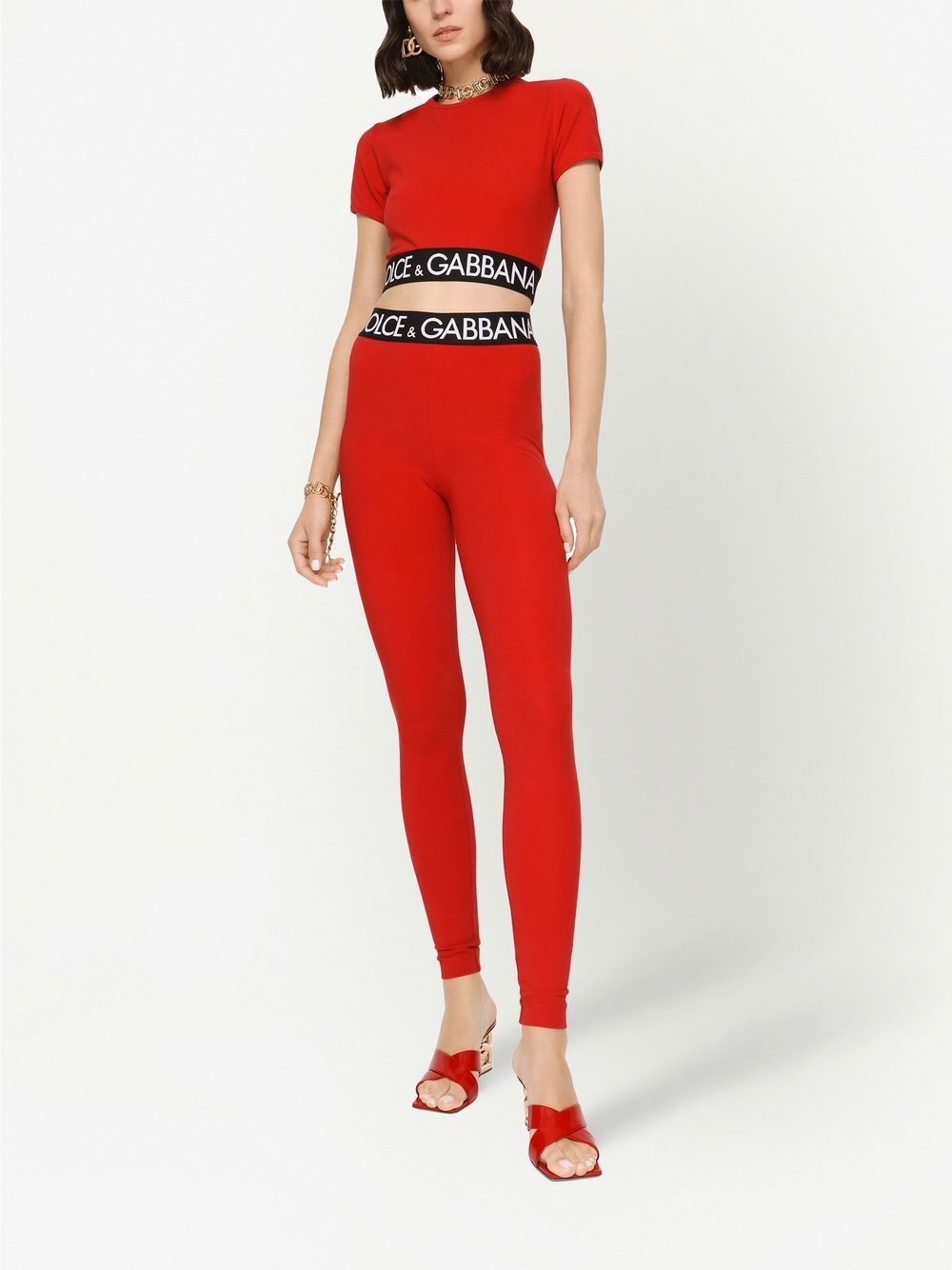 Dolce & Gabbana T-shirt met logoband - Rood