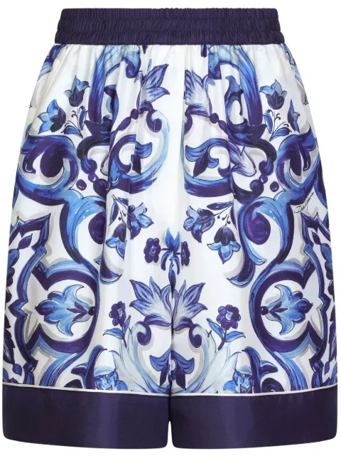 Dolce & Gabbana Majolica-print silk pajama shorts