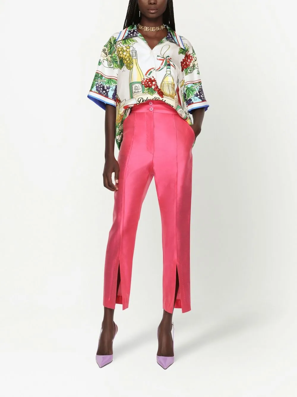 Dolce & Gabbana Blue Cotton Silk Trousers Chinos Pants