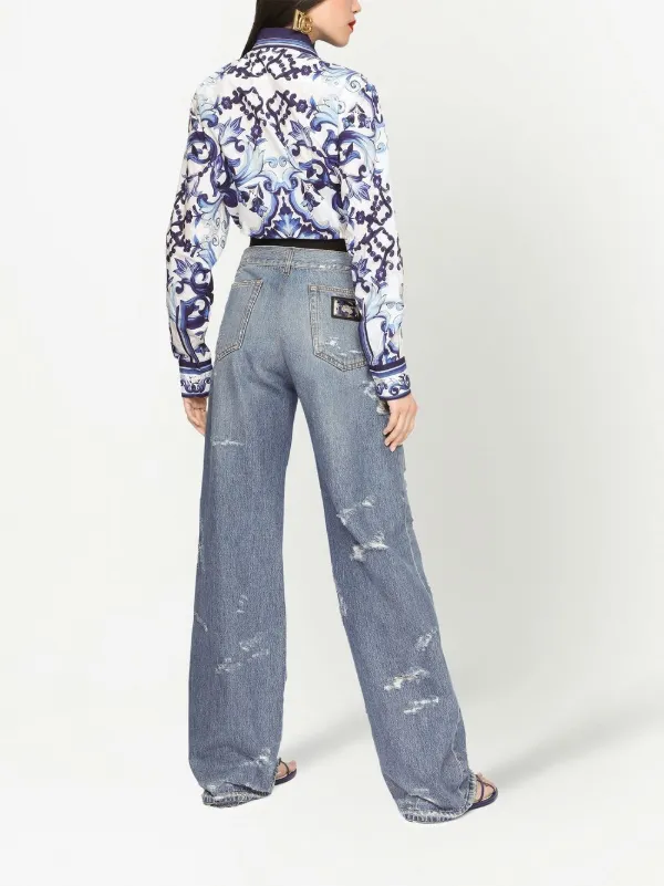 Dolce & Gabbana Calça Jeans Flare Efeito Destroyed | Azul