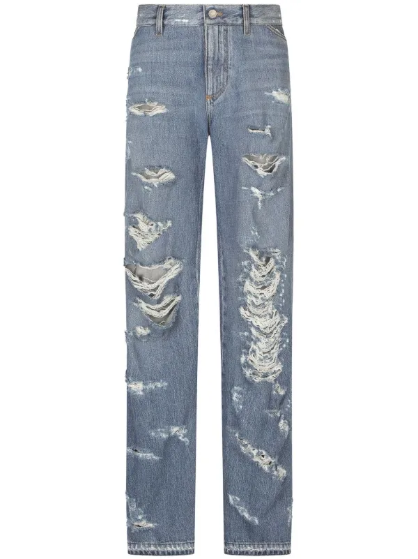 Dolce & Gabbana Calça Jeans Flare Efeito Destroyed | Azul