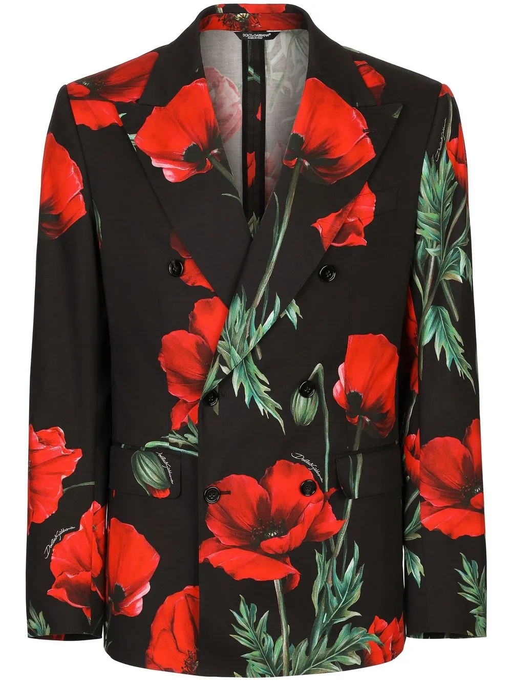 

Dolce & Gabbana chamarra de traje con estampado floral - Negro