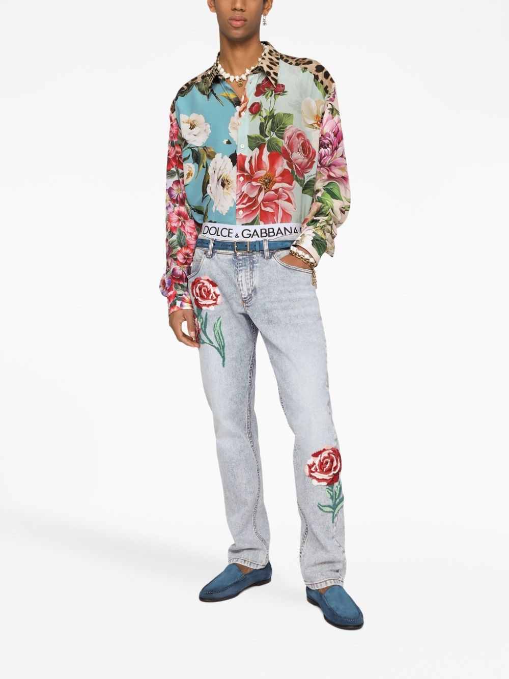 Dolce & Gabbana Overhemd met bloemenprint - Blauw