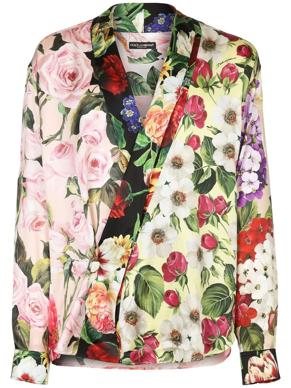 

Dolce & Gabbana floral-print stretch-silk shirt - Pink