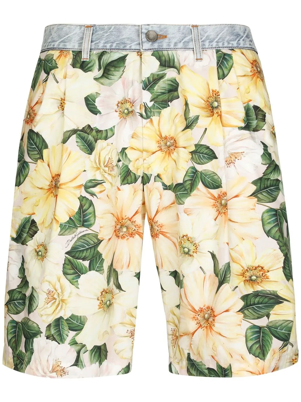 

Dolce & Gabbana floral-print denim shorts - Blue