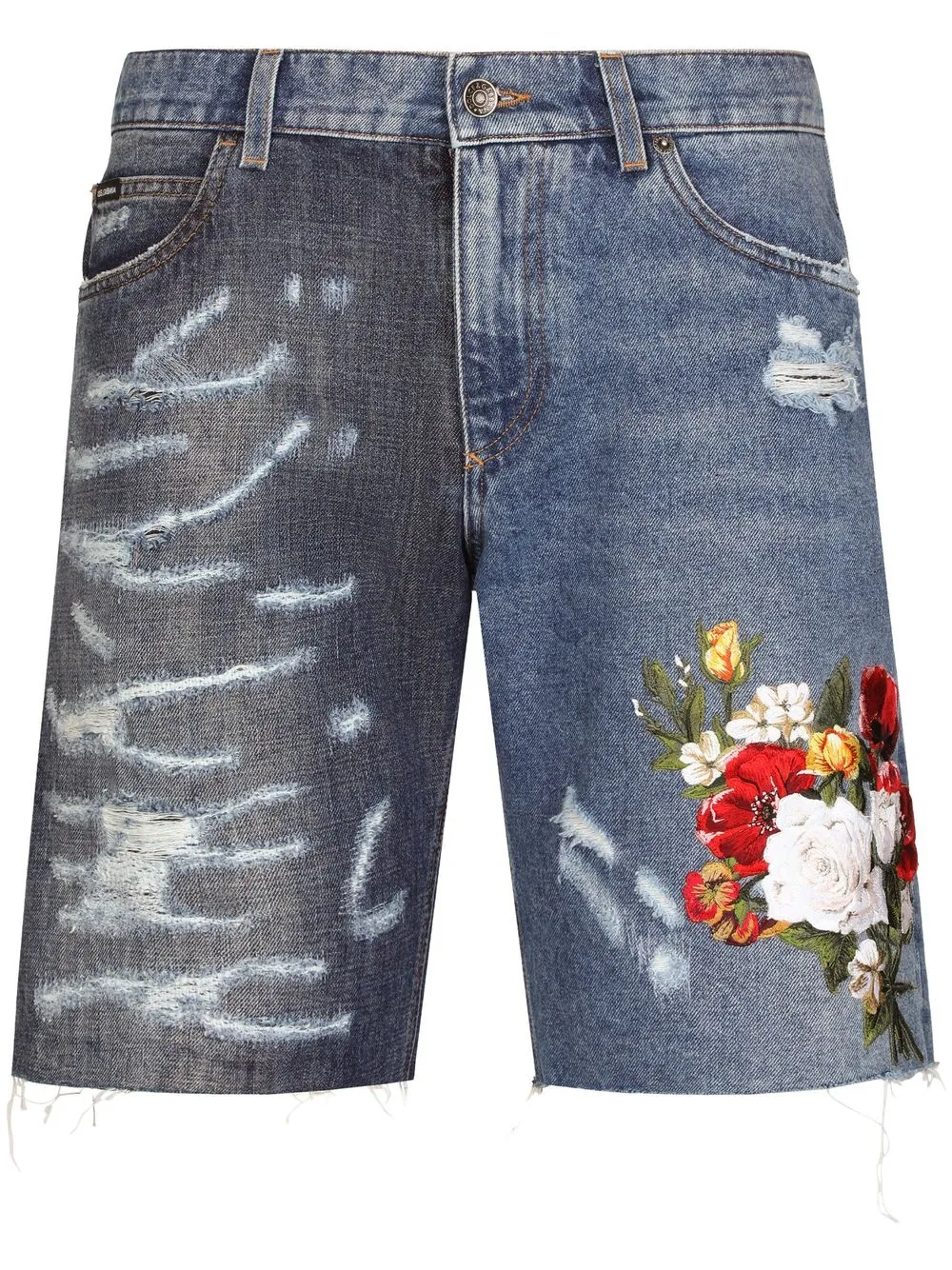 

Dolce & Gabbana two-tone embroidered denim shorts - Blue