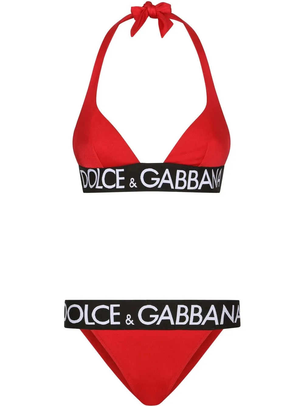 

Dolce & Gabbana logo-detail triangle bikini - Red