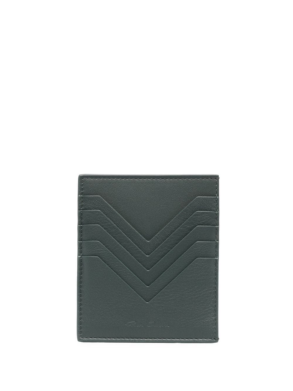 Rick Owens Square Leather Cardholder In Green