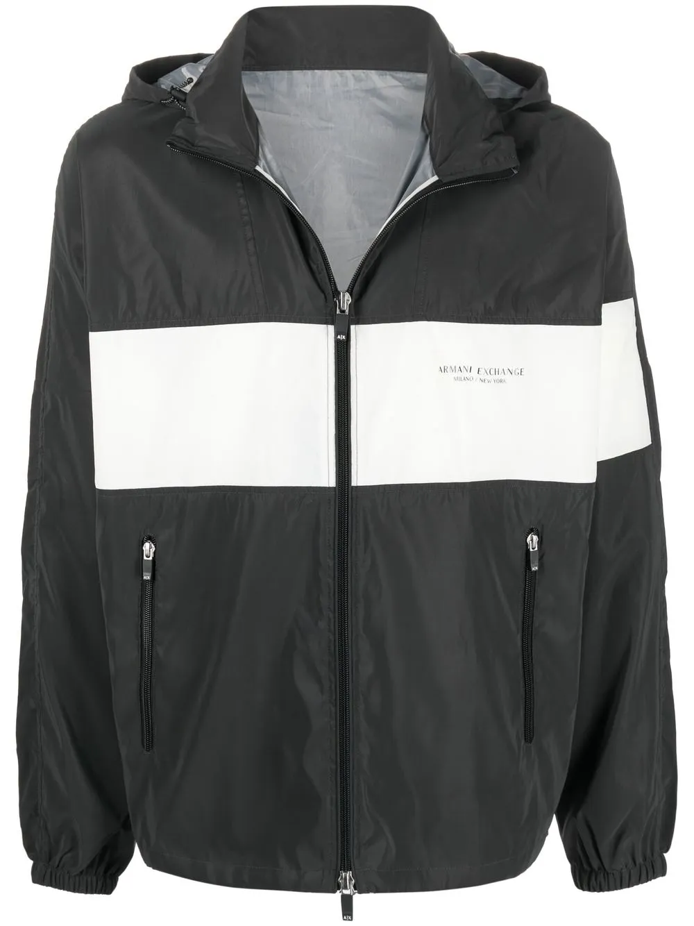 

Armani Exchange logo-print hooded jacket - Black