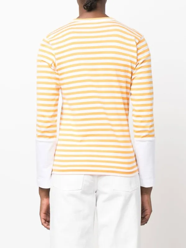 Comme Des Garçons Play ストライプ ロングTシャツ | イエロー 