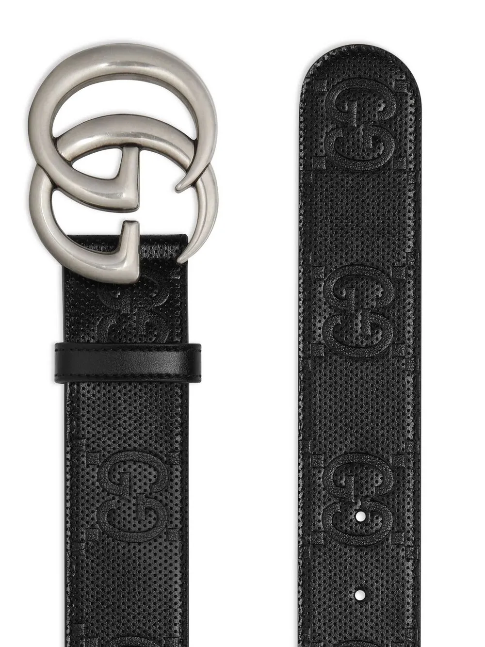 Shop Gucci Gg Marmont Embossed Belt In Black