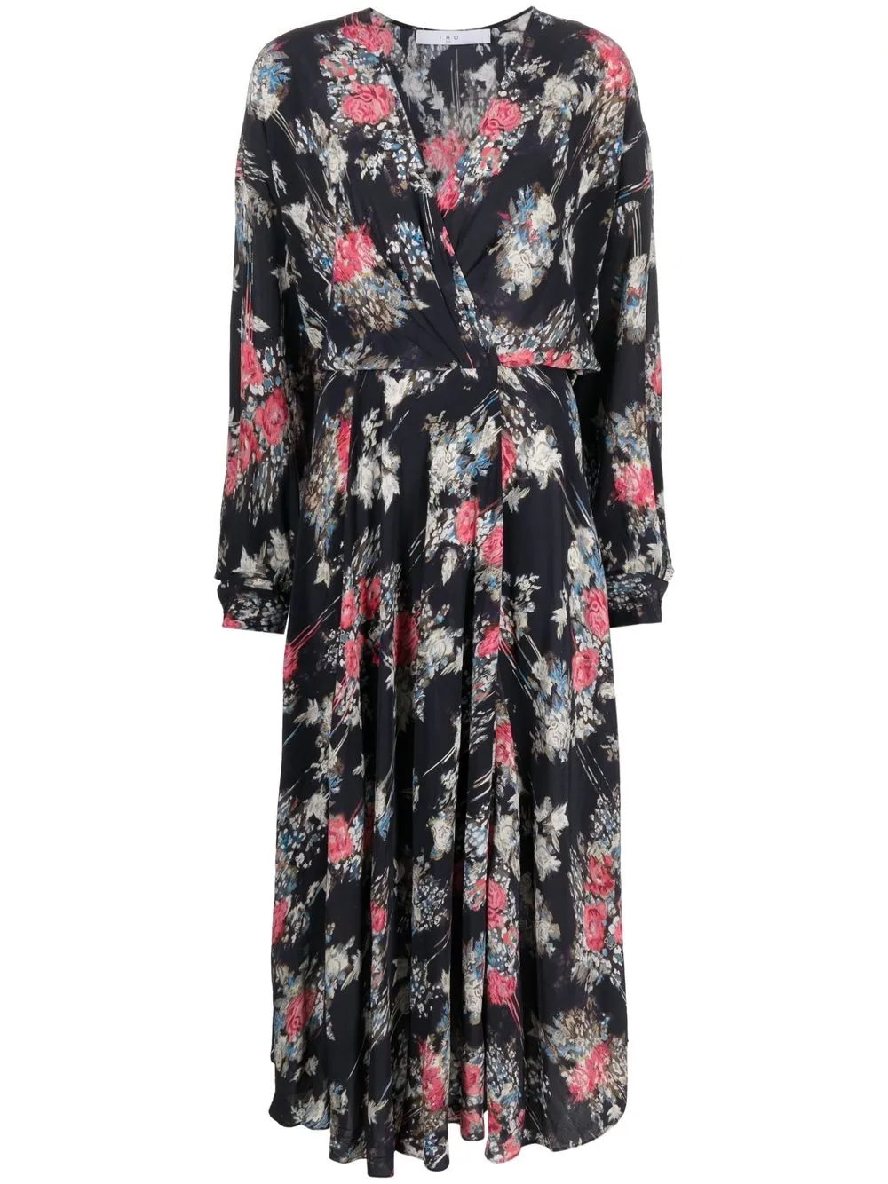

IRO vestido midi acampanado con estampado floral - Negro