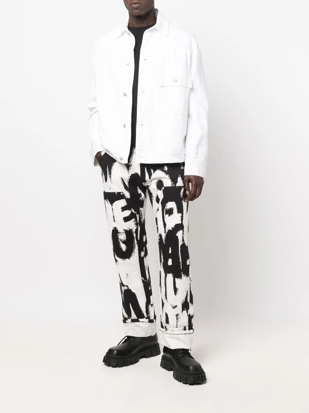 Alexander McQueen Graffiti-print straight-leg Jeans - Farfetch