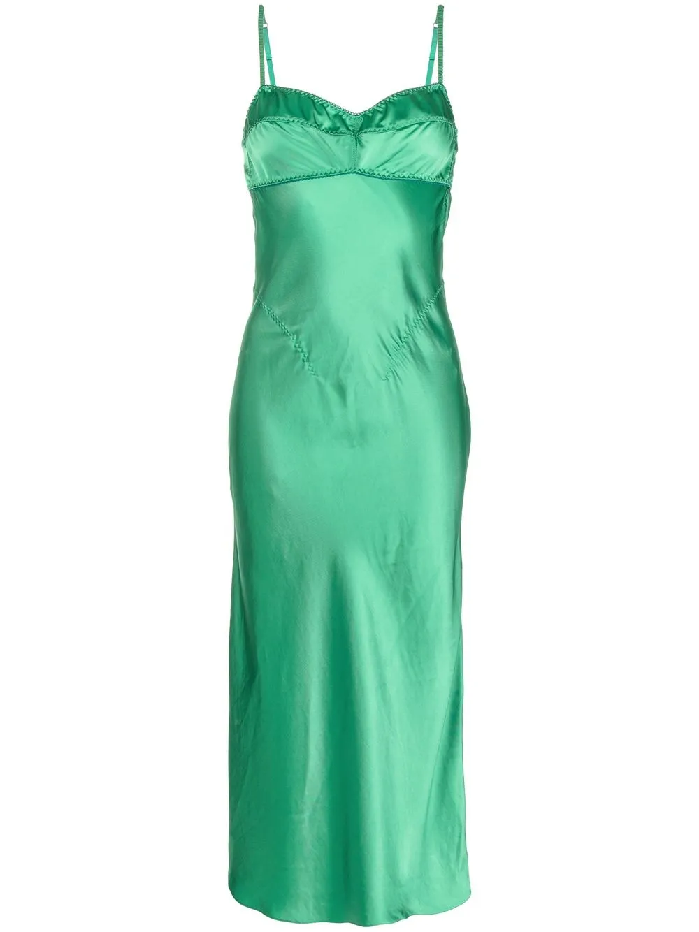 green bias satin dress