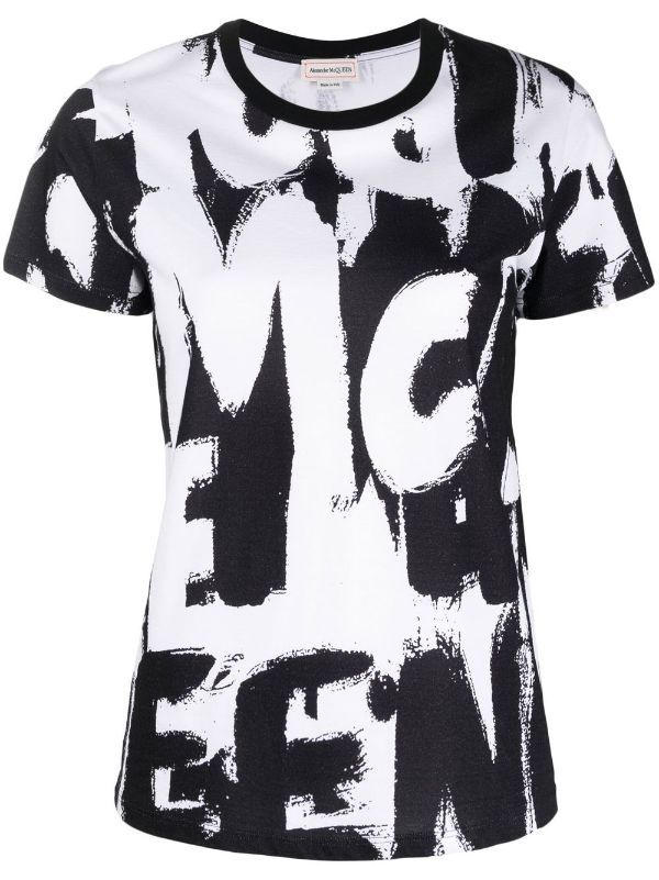 Women's McQueen Graffiti T-shirt in White/black