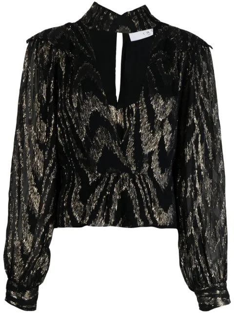 IRO Lila metallic-jacquard plunging blouse