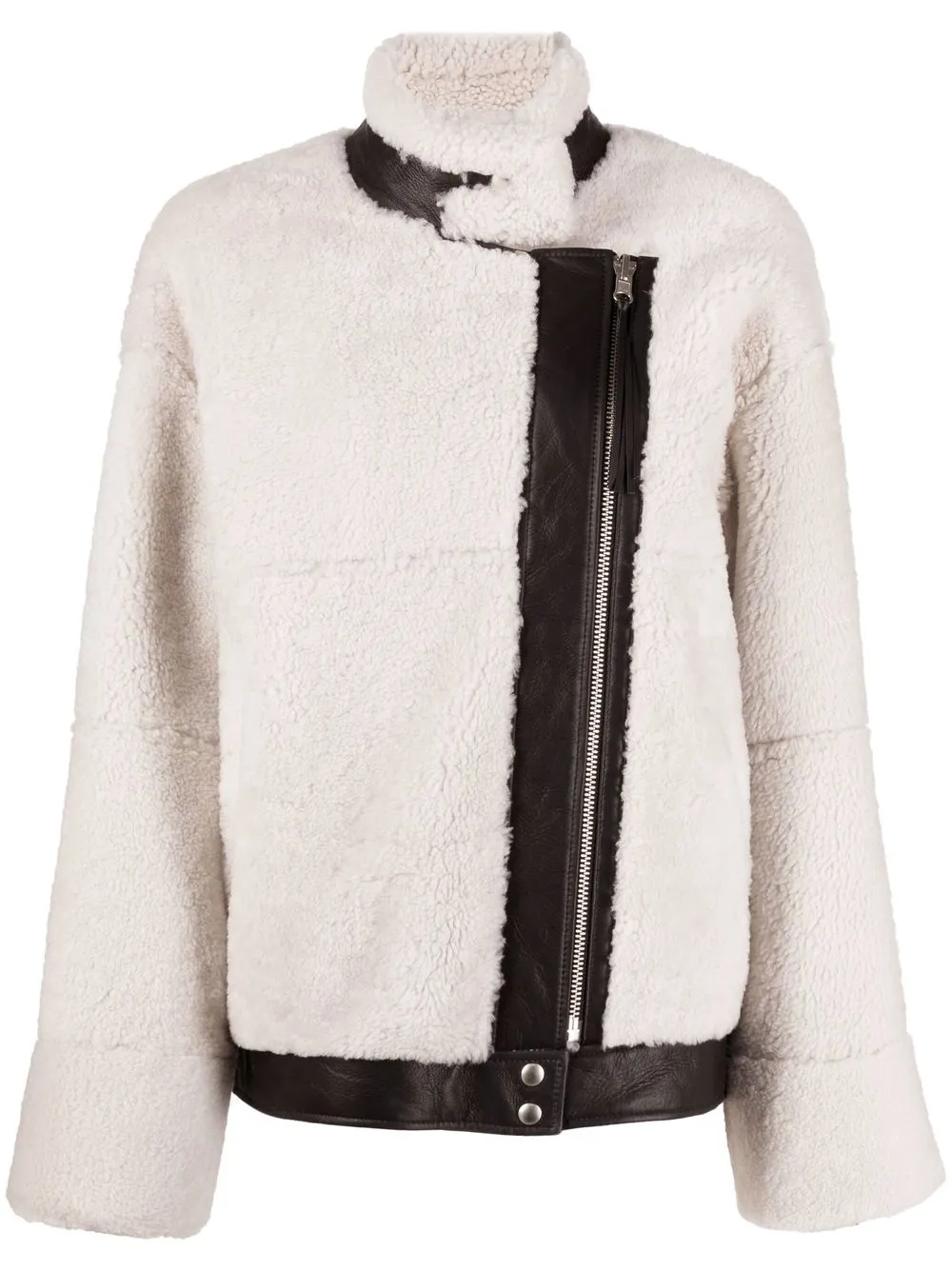 

IRO Denmark shearling off-centre zip jacket - Neutrals