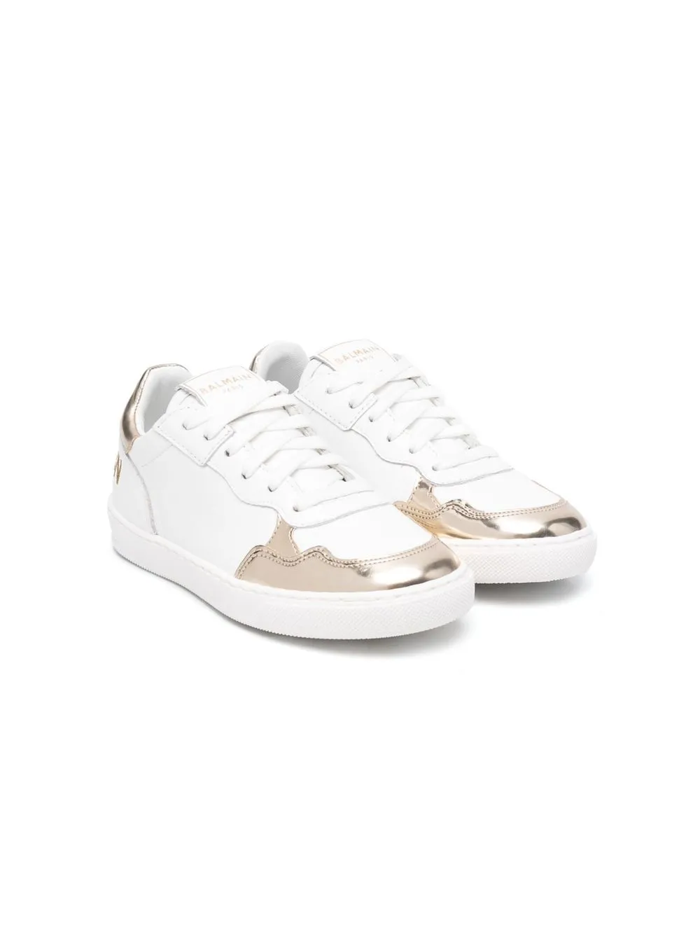 

Balmain Kids tenis bajos metalizados - Blanco