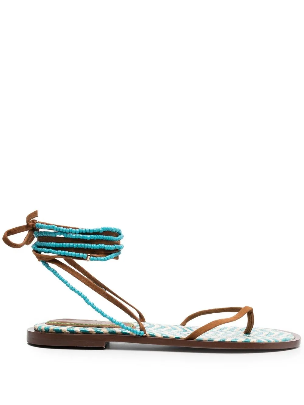 

THE SADDLER beaded leather wraparound sandals - Blue