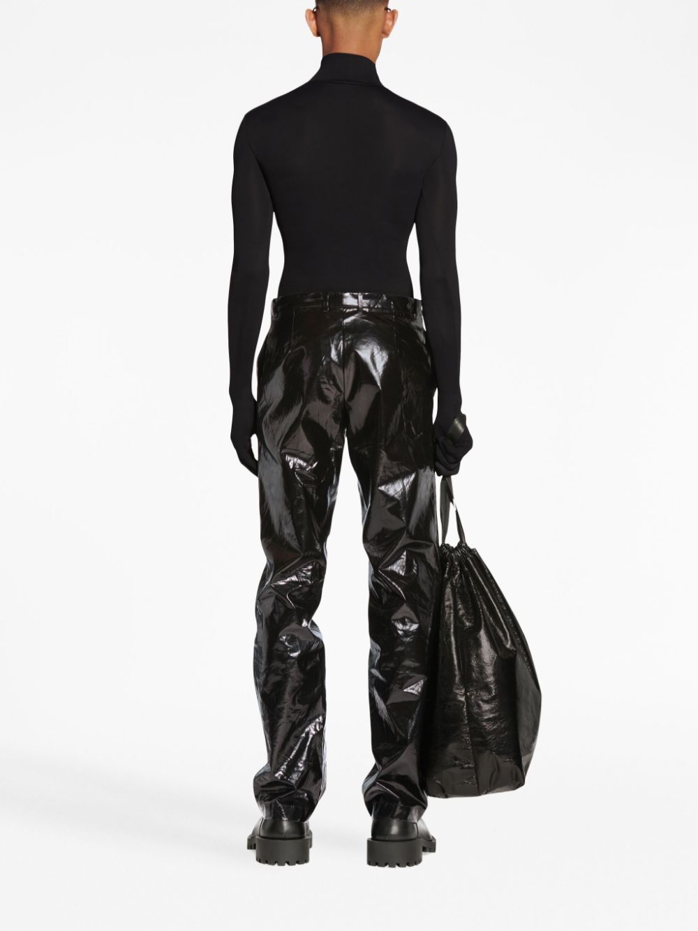 Shop Balenciaga Straight-leg Glossy Trousers In Black