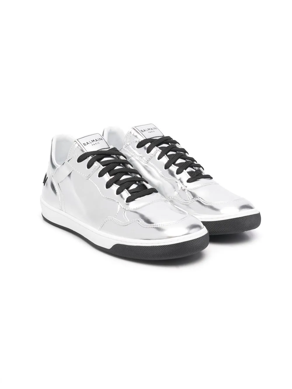 

Balmain Kids metallic-finish low-top sneakers - Silver